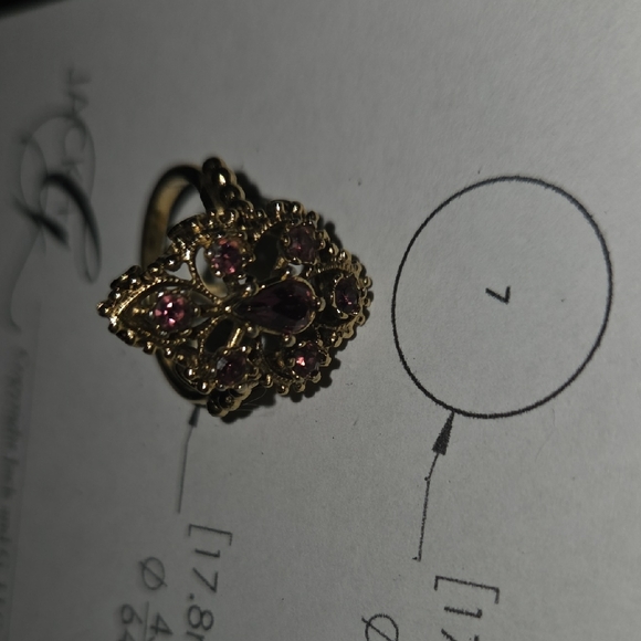 Gold Ring with Pink Gemstones - Picture 3 of 6
